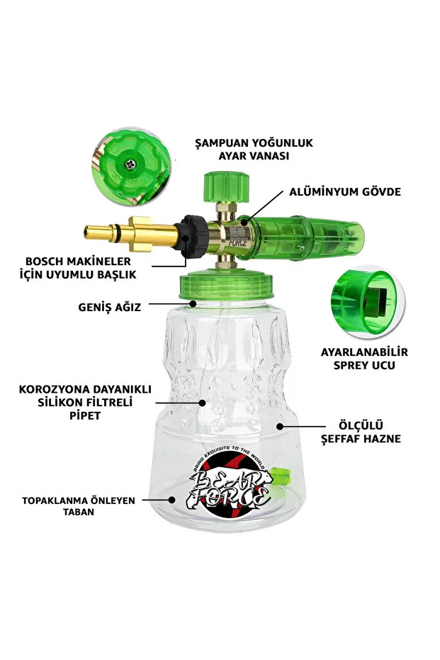 Bear Force Foam Lance Bosch Cihazlar İle Uyumlu Köpük Yapıcı Aparat 1L Köpük Aparatı